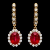 14k Gold 8.00ct Ruby 1.35ct Diamond Earrings