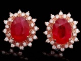 14k Rose 11.00ct Ruby 1.30ct Diamond Earrings