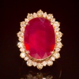 14K Gold 14.81ct Ruby 2.10ct Diamond Ring