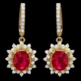 14k Gold 6.5ct Ruby 2.00ct Diamond Earrings