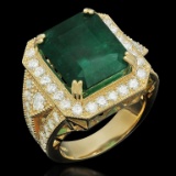 14K Gold 9.94ct Emerald 2.00ct Diamond Ring