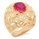 14K Gold 3.81ct Ruby 1.05cts Diamond Ring