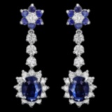 14k Gold 4.8ct Sapphire 2ct Diamond Earrings