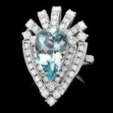 14k Gold 4.60ct Aquamarine 1.80ct Diamond Ring