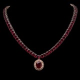 14K Gold 115.72ct Ruby & 1.35ct Diamond Necklace