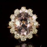 14K Gold 3.53ct Morganite 1.45ct Diamond Ring