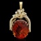 14K Gold 47.70ct Citrine 1.10ct Diamond Pendant