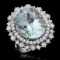 14K Gold 12.15ct Aquamarine 1.75ct Diamond Ring