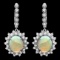 14k Gold 4.50ct Opal 1.90ct Diamond Earrings