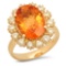 14K Gold 4.79ct Citrine 0.3ct Fancy Color Diamond 1.00cts Diamond Ring