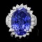 18k Gold 14.00ct Tanzanite 1.50ct Diamond Ring