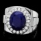 14k Gold 8.00ct Sapphire 0.70ct Diamond Mens Ring