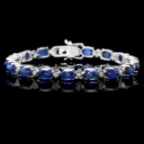 14k Gold 29ct Sapphire 0.75ct Diamond Bracelet