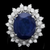 14k Gold 7.00ct Sapphire 0.80ct Diamond Ring