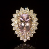 14K Gold 6.88ct Morganite 2.67ct Diamond Ring