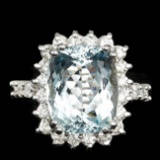 14k Gold 5.50ct Aquamarine 1.00ct Diamond Ring