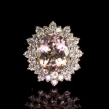 14K Gold 5.14ct Morganite 2.17ct Diamond Ring