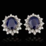 14k Gold 7.00ct Sapphire 1.30ct Diamond Earrings