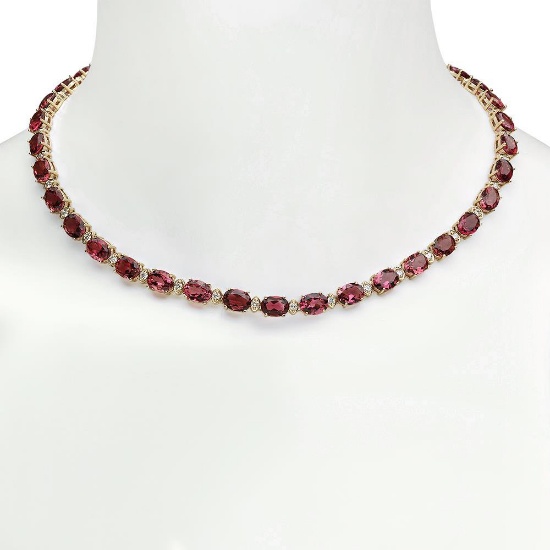 14K Gold 44.66ct Tourmaline 1.93ct Diamond Necklace