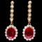 14k Gold 5.00ct Ruby 1.45ct Diamond Earrings