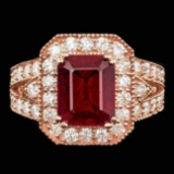 14k Rose Gold 5.00ct Ruby 1.50ct Diamond Ring