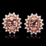 14k Rose 8ct Morganite 1.75ct Diamond Earrings