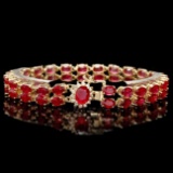 14k Yellow Gold 31ct Ruby 0.30ct Diamond Bracelet
