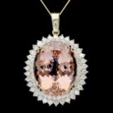 14k Gold 41ct Morganite 3.4ct Diamond Pendant