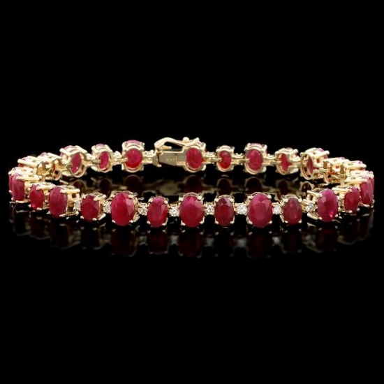 14k Gold 23.00ct Ruby 1.00ct Diamond Bracelet