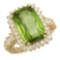 14K Gold 10.28ct Peridot 1.65ct Diamond Ring