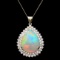 14k Gold 16.00ct Opal 3.50ct Diamond Pendant