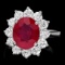 14k White Gold 4.50ct Ruby 1.75ct Diamond Ring