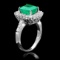 14k White Gold 3.70ct Emerald 1.10ct Diamond Ring