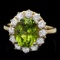 14k Gold 4.50ct Peridot 1.20ct Diamond Ring