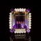 14K Gold 26.70 Ametrine, 2.28ct Amethyst 2.17ct Diamond Ring