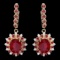 14k Gold 8.2ct Ruby 0.65ct Diamond Earrings