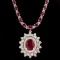 14k Gold 27.74ct Ruby 3.21ct Diamond Necklace