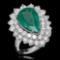 14K Gold 5.12ct Emerald & 2.75ct Diamond Ring