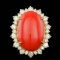 14k Yellow Gold 14.50ct Coral 2.25ct Diamond Ring