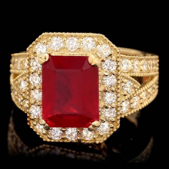 14k Yellow Gold 4.50ct Ruby 1.30ct Diamond Ring