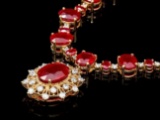 14k Yellow Gold 80ct Ruby 3.00ct Diamond Necklace