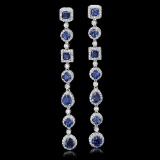 18K Gold 6.39ct Sapphire 2.87ct Diamond Earrings