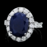 14k Gold 8.00ct Sapphire 2.00ct Diamond Ring