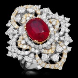 14K Gold 4.26ct Ruby 3.26ct Diamond Ring