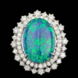 14k White Gold 6.50ct Opal 1.15ct Diamond Ring