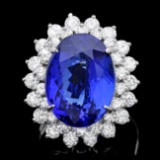 14k Gold 11.00ct Tanzanite 2.30ct Diamond Ring