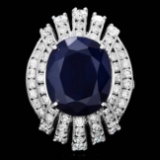 14k Gold 10.50ct Sapphire 1.90ct Diamond Ring