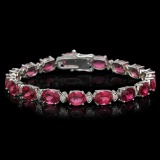 14K Gold 22.52ct Tourmaline 1.02ct Diamond Bracelet