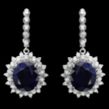 14k Gold 17ct Sapphire 1.80ct Diamond Earrings