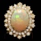 14k Yellow Gold 5.00ct Opal 1.42ct Diamond Ring